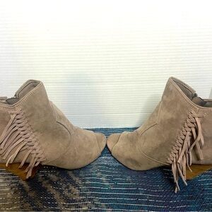Carlos Santana Peyton Peep Toe Fringe Booties